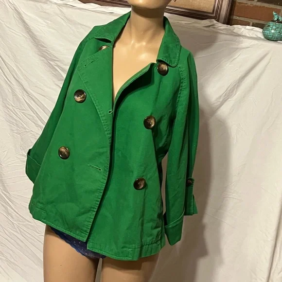 S Kelly Green Old Navy Large Button Canvas Pea Coat Jacket - Picture 13 of 13